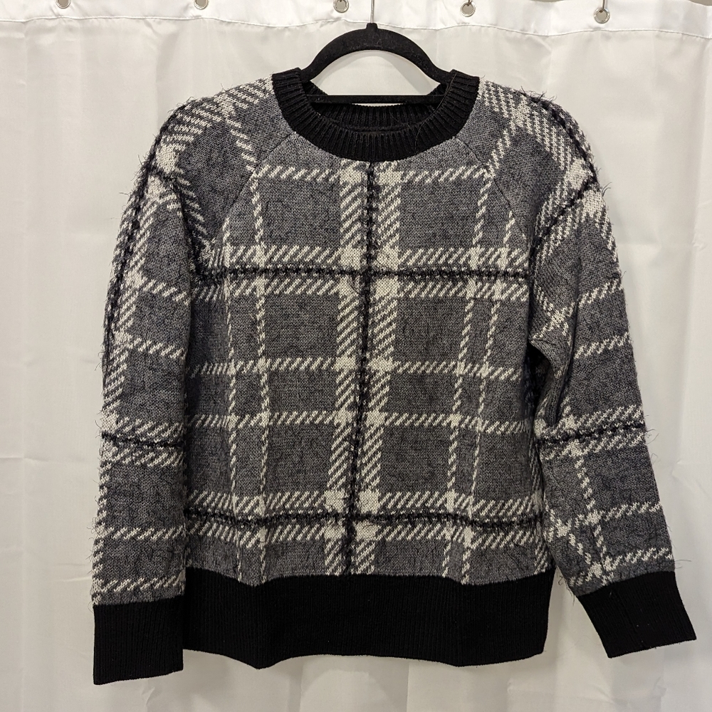 Banana Republic Gray Plaid Sweater | S